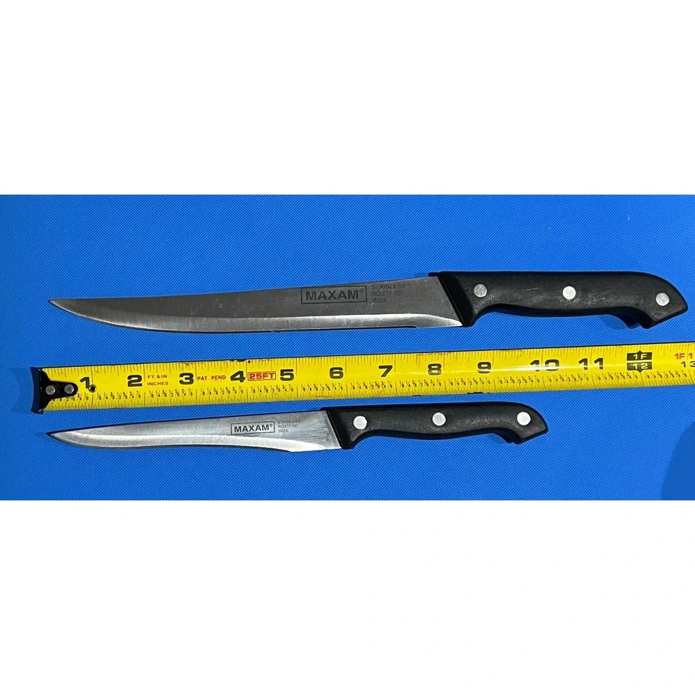 Maxam Stainless Steel Knife Set 2pc Rostfrei Inox Utility Kitchen Knives Black